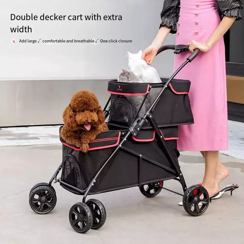 Прогулочная коляска для домашних животных, Складная легкая прогулочная коляска для маленьких и средних собак