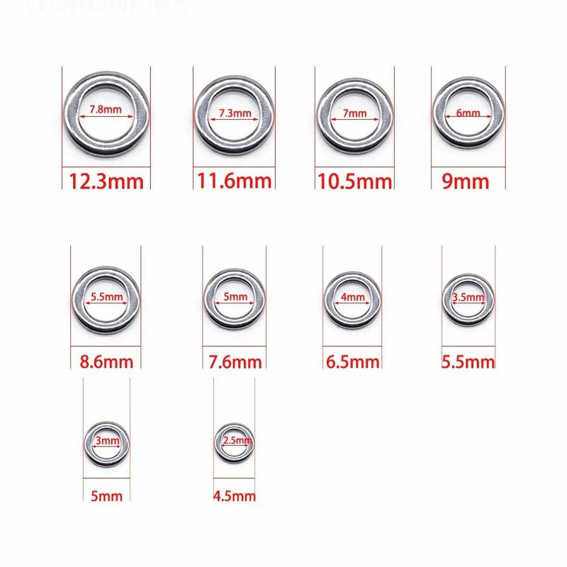 10-20pcs 304 Stainless Steel Fishing Solid Ring 4mm-12mm Snap Split Ring Lure Connector Fishing Tackle Heavy Duty Jigging Ring