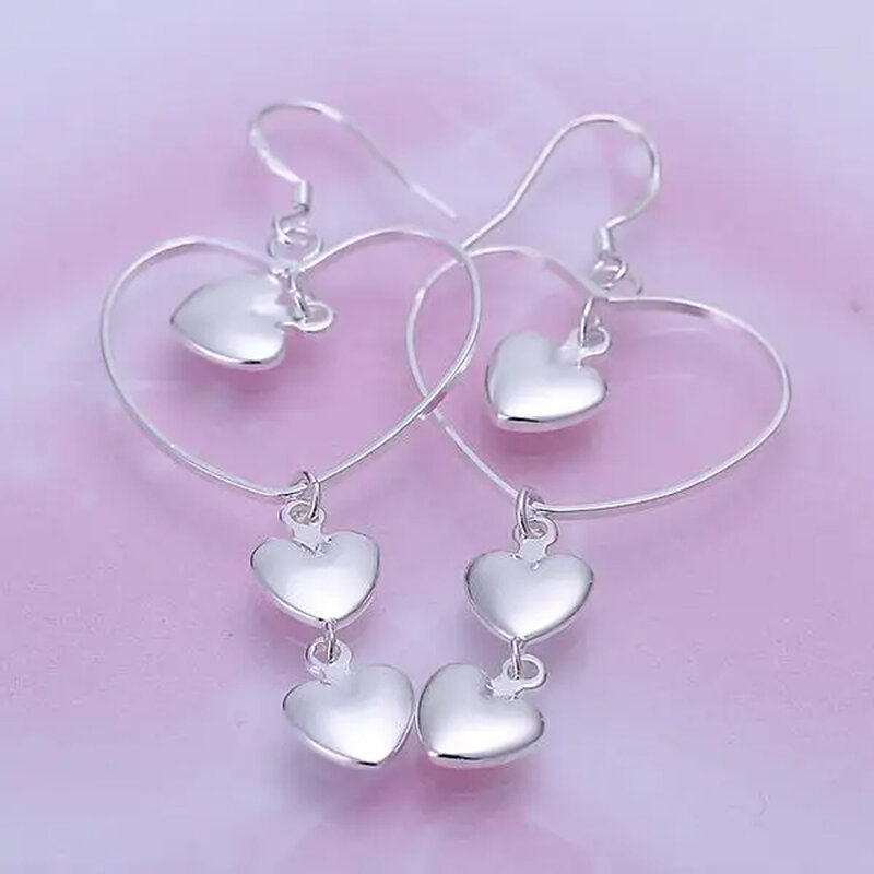 URMYLADY gorące 925 srebrne romantyczne miłosne kolczyki w kształcie serca dla kobiet moda charms impreza biżuteria ślubna prezenty świąteczne