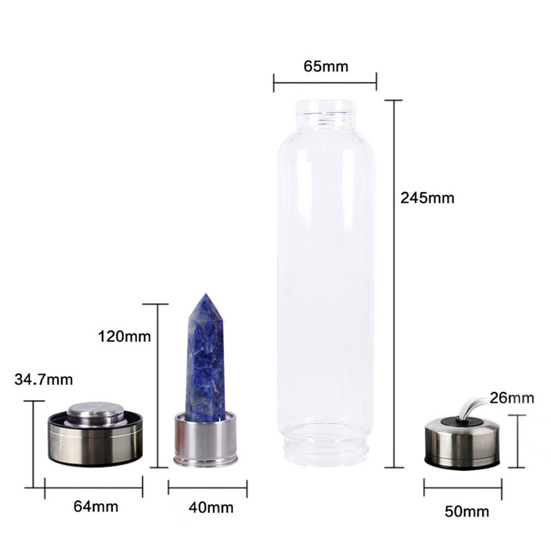 Botella de agua de cristal Natural, piedra de diamante, varita de obelisco curativo, Elixir, GEMA de cristal de cuarzo, colores, envío directo