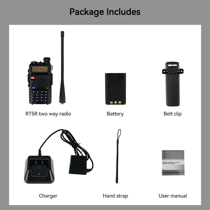 Long Range Handy Walkie Talkie, UV5R Estação de Radioamador Transceiver, VHF UHF, Rádio Comunicador para Caça e Camping, 5W