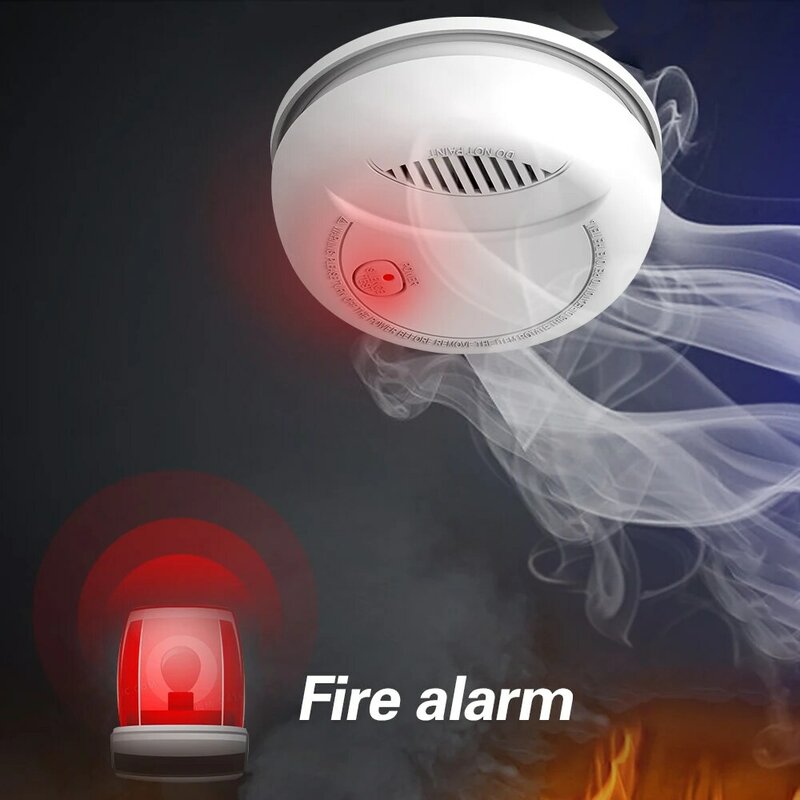 Kit detektor Alarm asap mandiri, peralatan keamanan rumah nirkabel detektor sensitif asap api portabel sensor Alarm