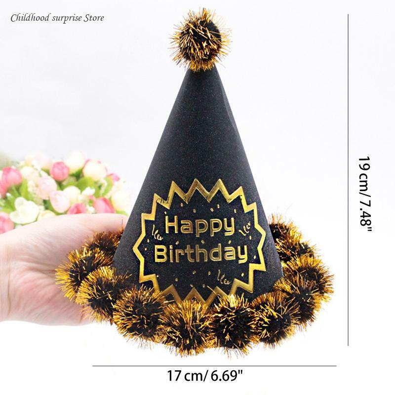 Cappelli a cono per feste Pompon Cappelli a cono per compleanno compleanno Cappelli per feste in carta per bambini per
