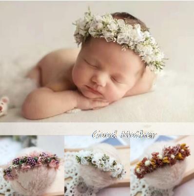 Accesorios de fotografía para recién nacido, diadema de bebé, tocado de foto de bebé de luna llena, diadema de flores hecha a mano
