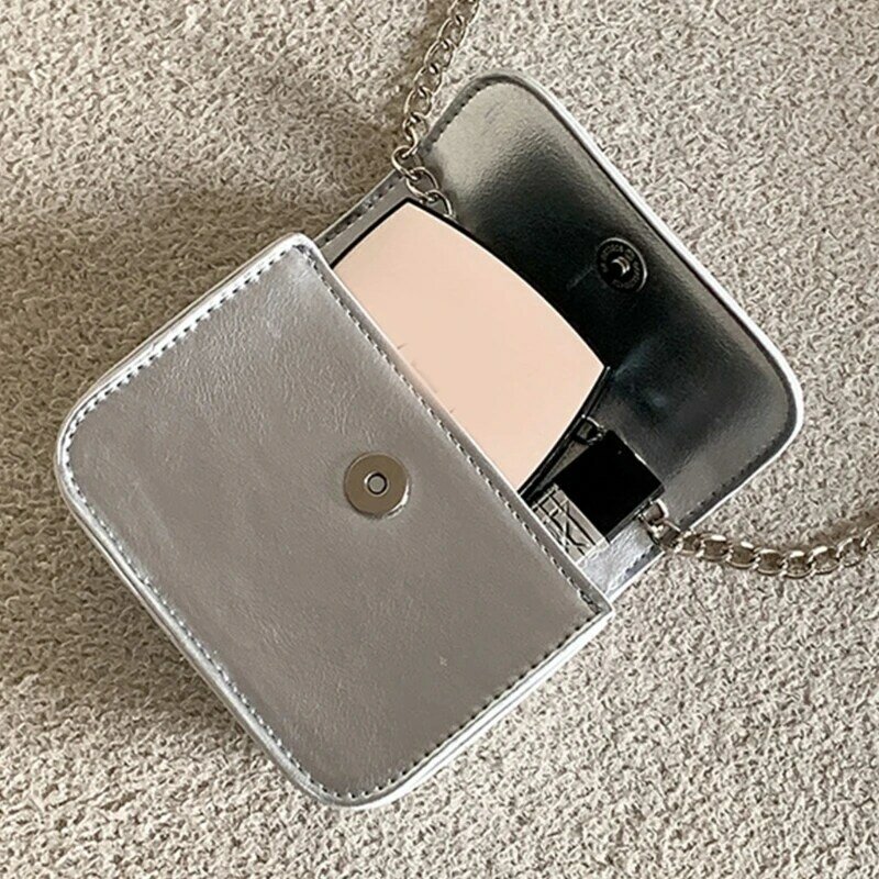 Fashion Mini PU Leather Lipstick Crossbody Bag Women Solid Small Phone Holder Clutch Handbag Lady Daily Chain Strap Shoulder Bag