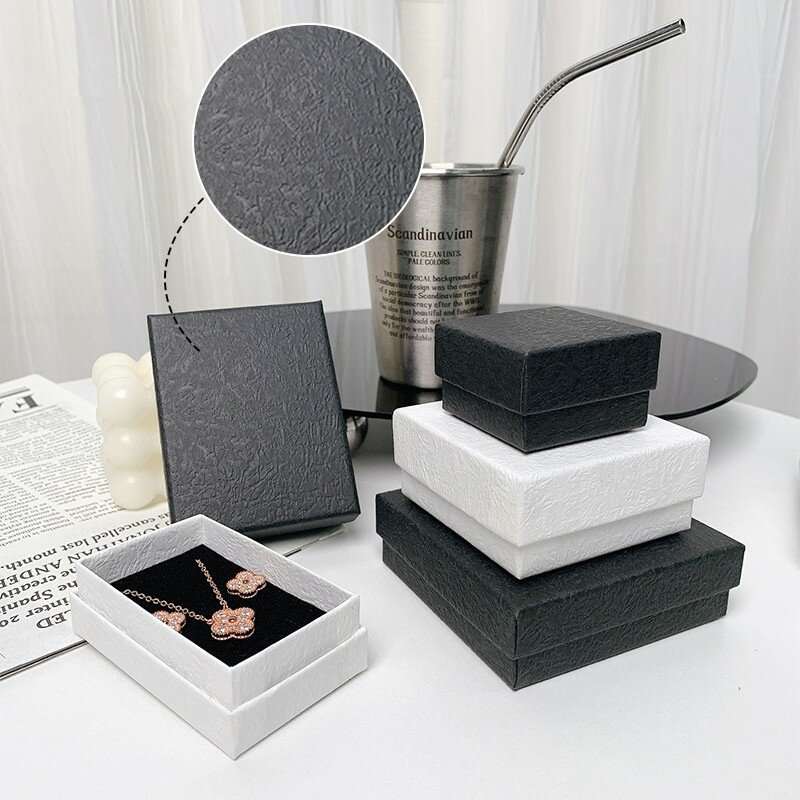 Caja de embalaje de joyería de papel Kraft, organizador de regalos de boda, contenedor Simple, caja de almacenamiento de joyería