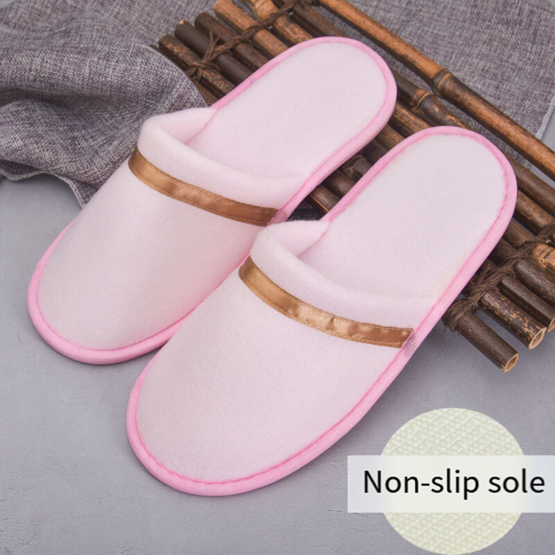 Sandal bulu karang, mewah, hangat lembut musim dingin Non-slip warna murni semua termasuk sekali pakai bisa dicuci, sandal tamu