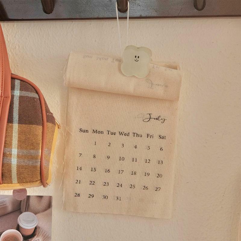 Calendario de pared de tela para colgar, planificador mensual de 12 meses, calendario anual para oficinas, sala de estar y dormitorio, 2024