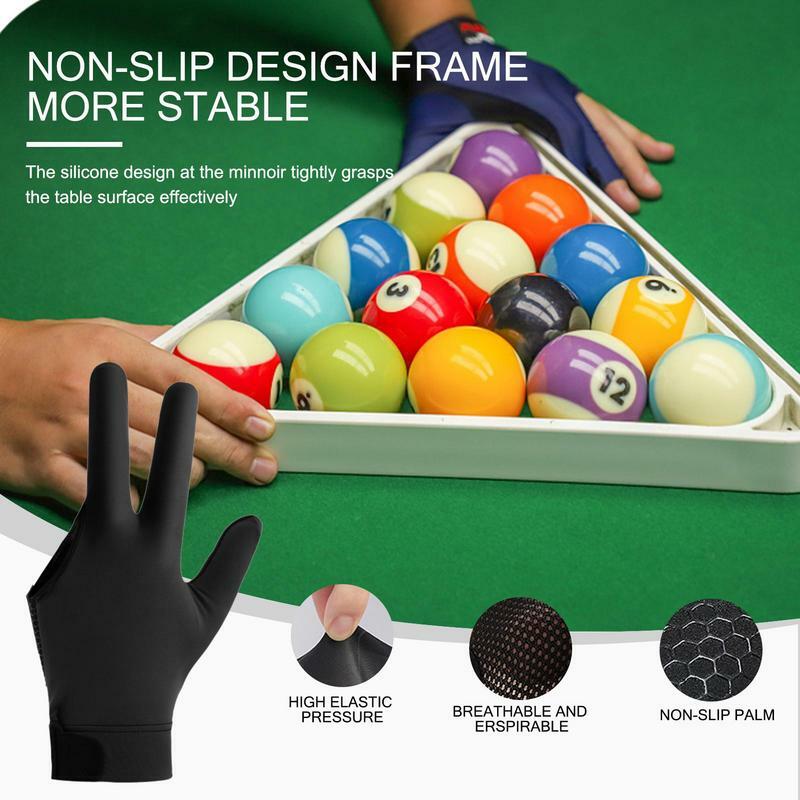 Sarung tangan Biliar tangan kiri 3 jari, sarung tangan menembak Snooker, perlengkapan olahraga untuk pemula dan profesional untuk tangan kiri