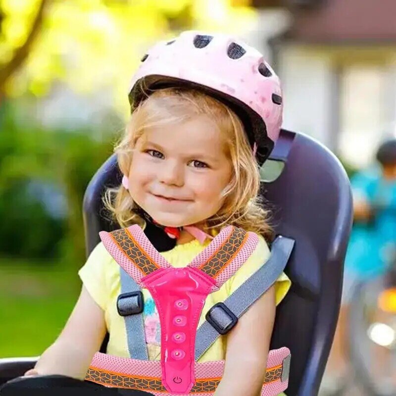 Arnês de segurança para crianças, Alça respirável ajustável, Design reflexivo e LED