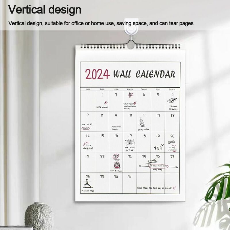 Настенный календарь 2024, украшение для дома, многофункциональный планировщик, планировщик, записная книжка, годовые бытовые календари для дома и офиса