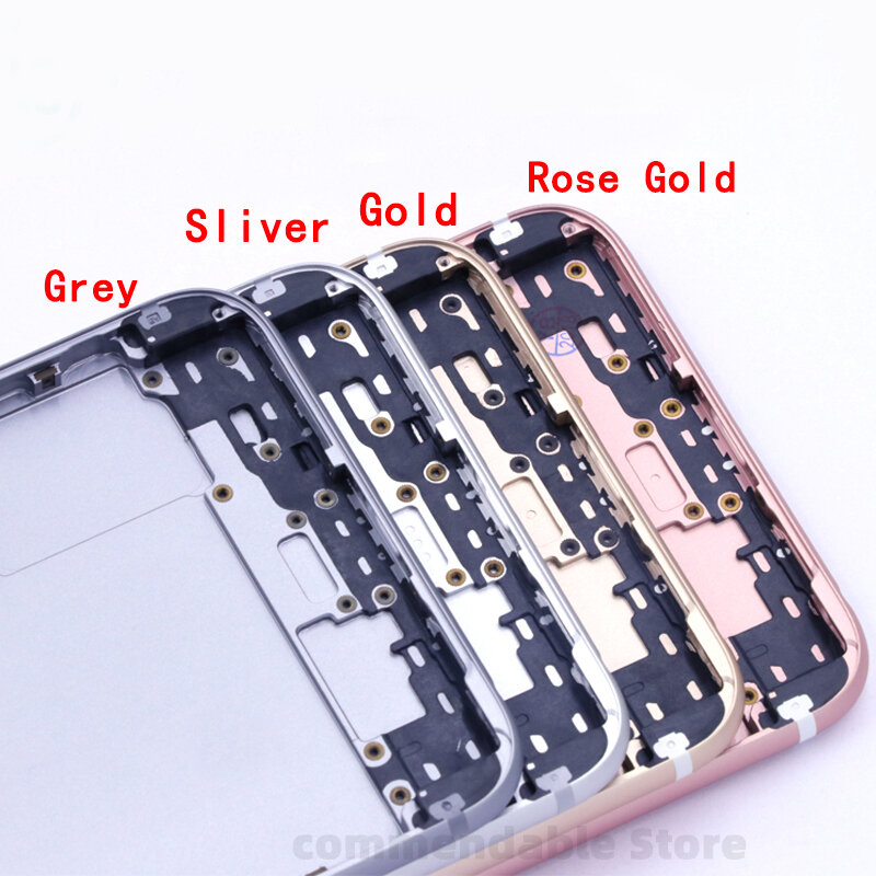 Задний корпус для iPhone 6S, задняя крышка батарейного отсека, средняя рамка, корпус шасси, корпус с логотипом + с боковыми кнопками + лоток для SIM-карты