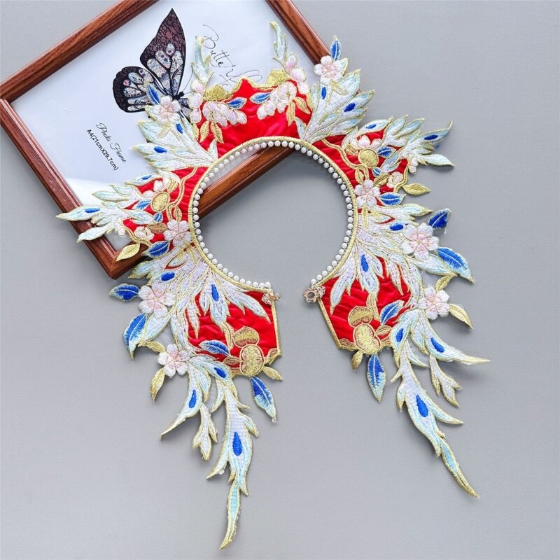 Xale destacável colar hanfu yunjian floral bordado pérolas decote decorativo yunjian colar decorativo hanfu xale d46a