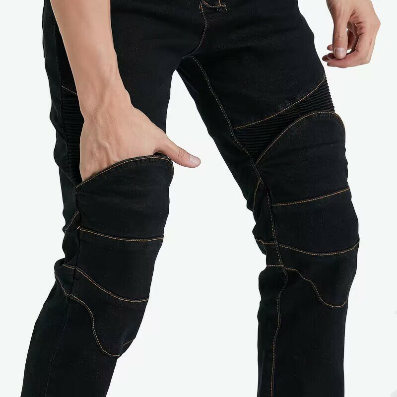 กางเกงยีนส์สำหรับผู้ชาย, กางเกงยีนส์ปักลายกางเกงขี่มอเตอร์ไซค์กางเกงโมโตครอสอุปกรณ์ป้องกันใส่ขับรถจักรยานยนต์