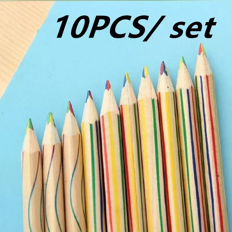 子供のための木製鉛筆,虹色の鉛筆,画材,ライティング文房具,高品質,10ピース/セット
