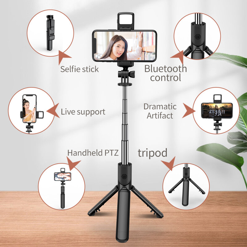 FGCLSY bezprzewodowy statyw do Selfie Bluetooth z wypełnieniem światła obrót o 360 stopni zdalna migawka nadaje się do fotografowania w podróży