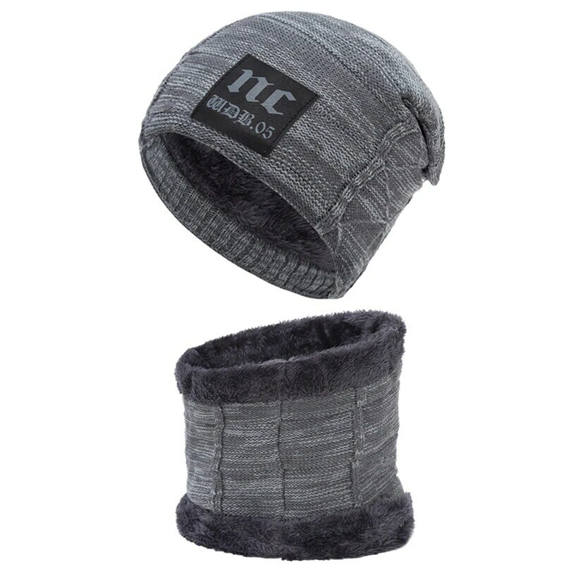 Zestaw szalików męskich na zimę moda męska dziergana czapka z szalikami miękkie grube pluszowe akcesoria