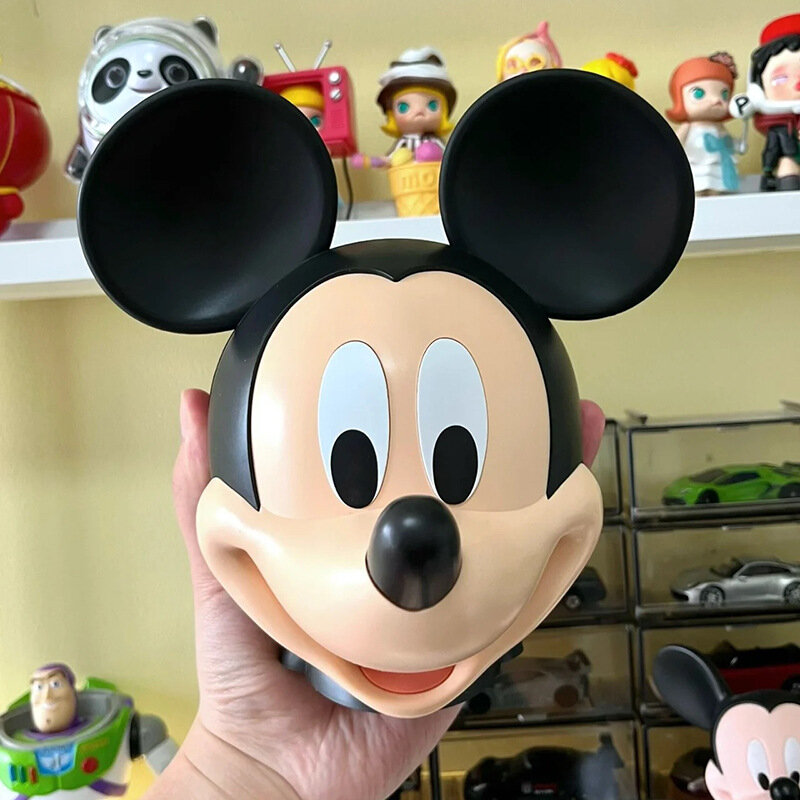 Disney-alcancía de Mickey de 19CM para niños, caja de almacenamiento de juguetes para niños, decoración del hogar, caja de ahorro de dinero, figura de acción de Mickey, regalo de Navidad