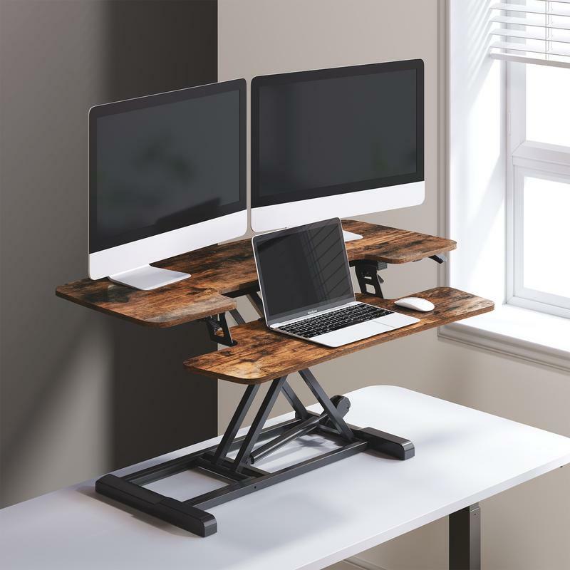 FlexiSpot Standing Dek Riser Height ABlack, Height Adjustable Sit to Stand Riswith Wide Keyboard Tray Black