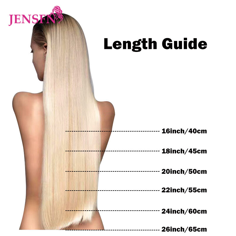 JENSFN-Extensions de Cheveux avec Bande Adhésive, Vrais Cheveux Humains 100% Naturels Remy, 16 à 24 Pouces, 613 Lisses, Peau PU, Trame, pour Salon