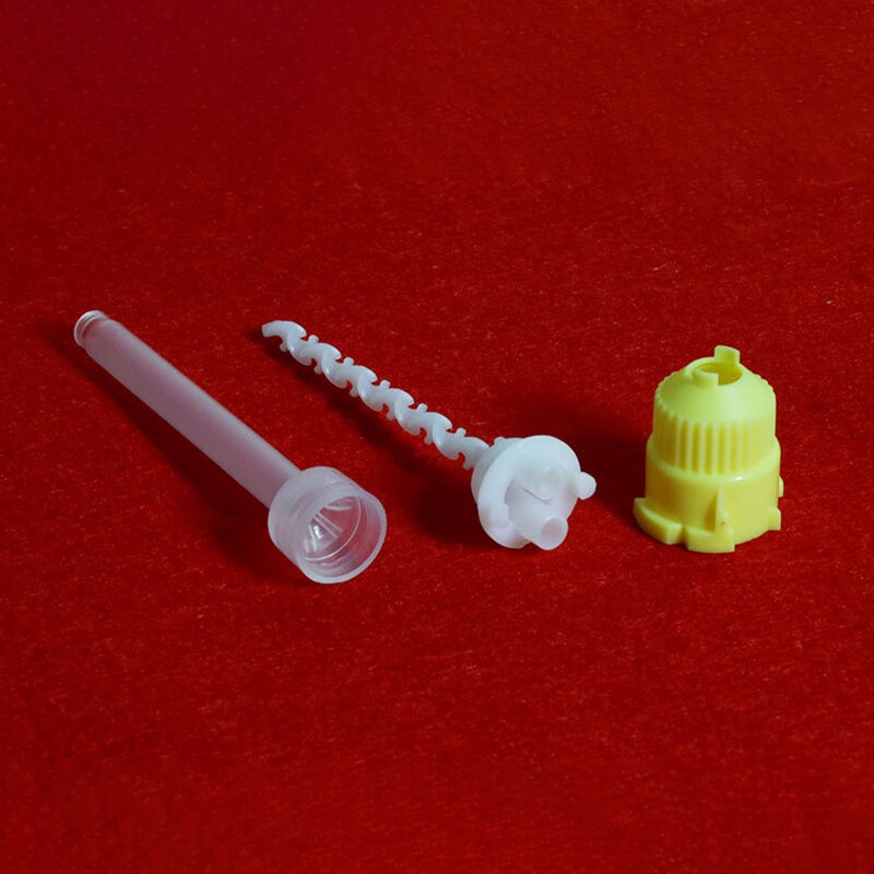 100 buah ujung pencampur gigi kesan pistol karet silikon sekali pakai menyampaikan mixer kuning 1:1 bahan kedokteran gigi