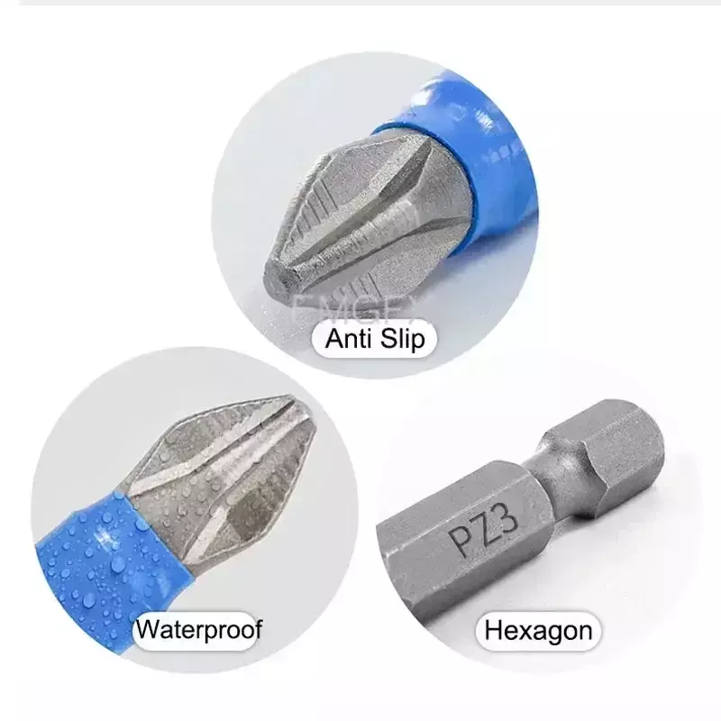 12 pezzi antiscivolo PZ1/PZ2/PZ3 set di punte per cacciavite per trapano magnete S2 cacciavite in acciaio legato impatto elettrico 50/25mm PH1/PH2/PH3