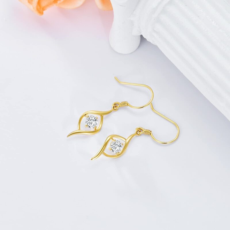 YFN-pendientes colgantes de oro sólido de 14K para mujer, aretes pequeños, joyería fina