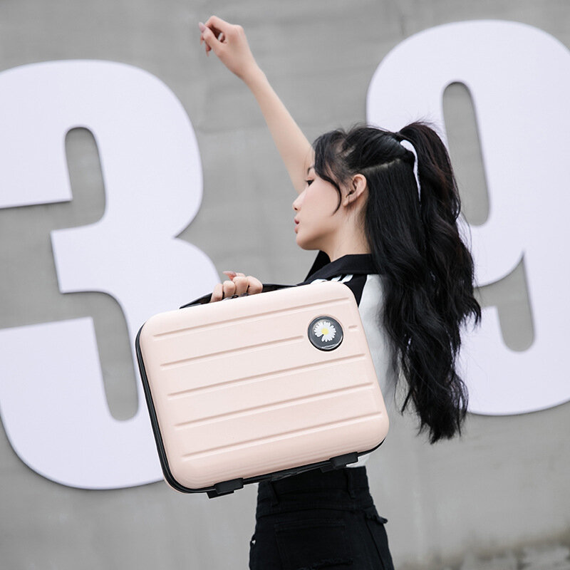 Trousse à cosmétiques de style coréen 16 pouces, petite valise portable, sac de rangement de voyage pour étudiants, petit sac de lavage frais 15x25x34cm