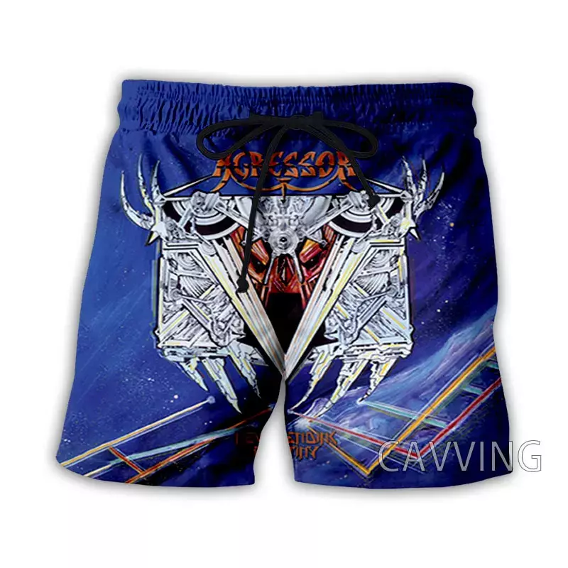 CAVVING-Shorts de praia casuais para homens e mulheres, banda agressor, shorts de suor estampados em 3D, streetwear verão