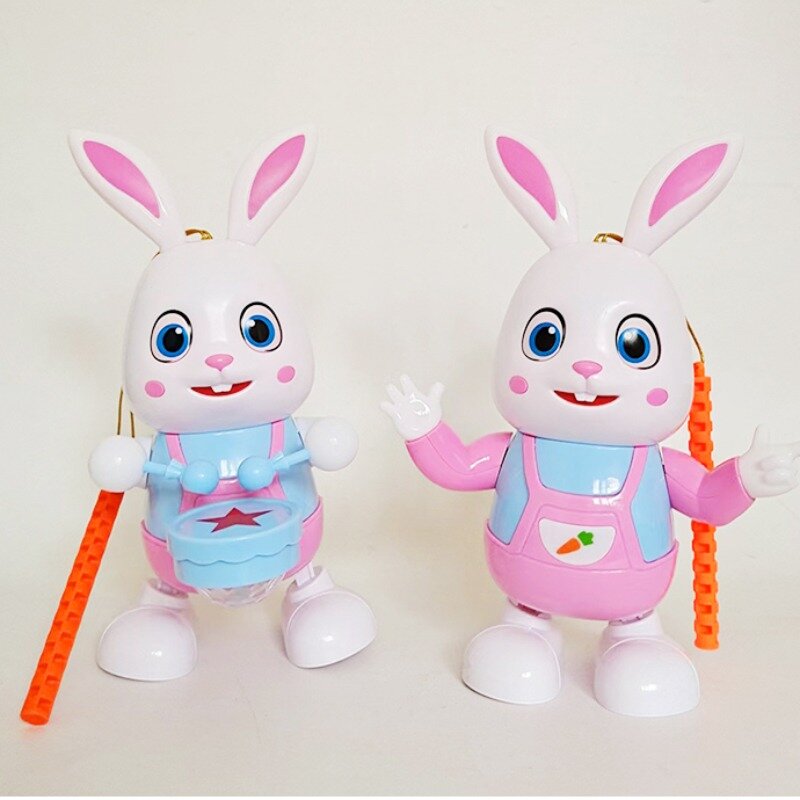 Robot conejo que baila y canta canciones, conejo electrónico, música, Animal robótico, tambor de latido con LED, lindo juguete eléctrico para mascotas, regalo de cumpleaños para niños