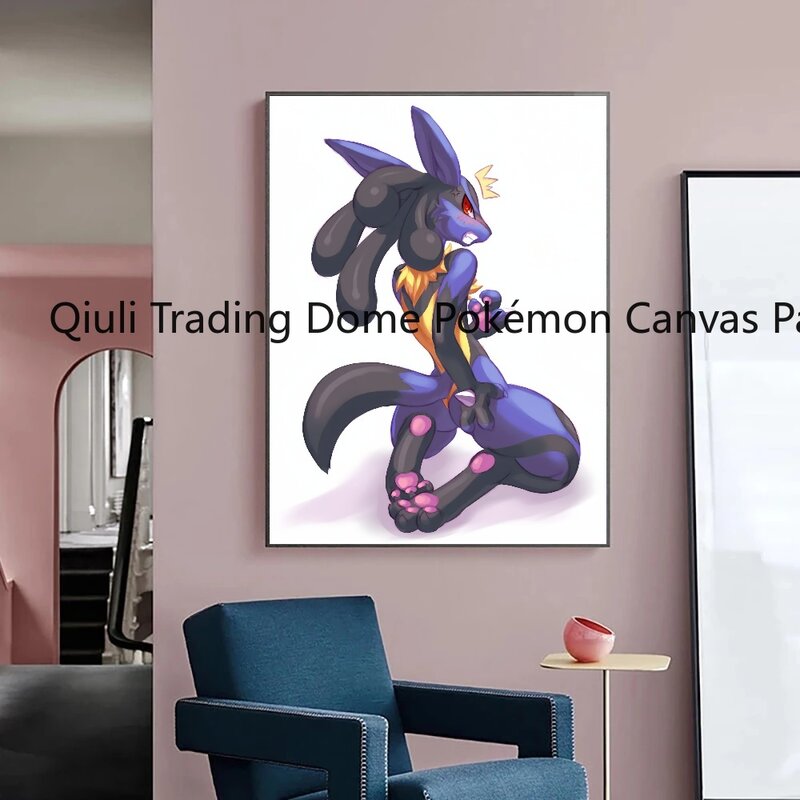 Pokémon Pop Pôsteres Figuras Anime, Pintura em Aquarela Lucario, Posters e Impressões em Tela, Arte para Presentes de Natal