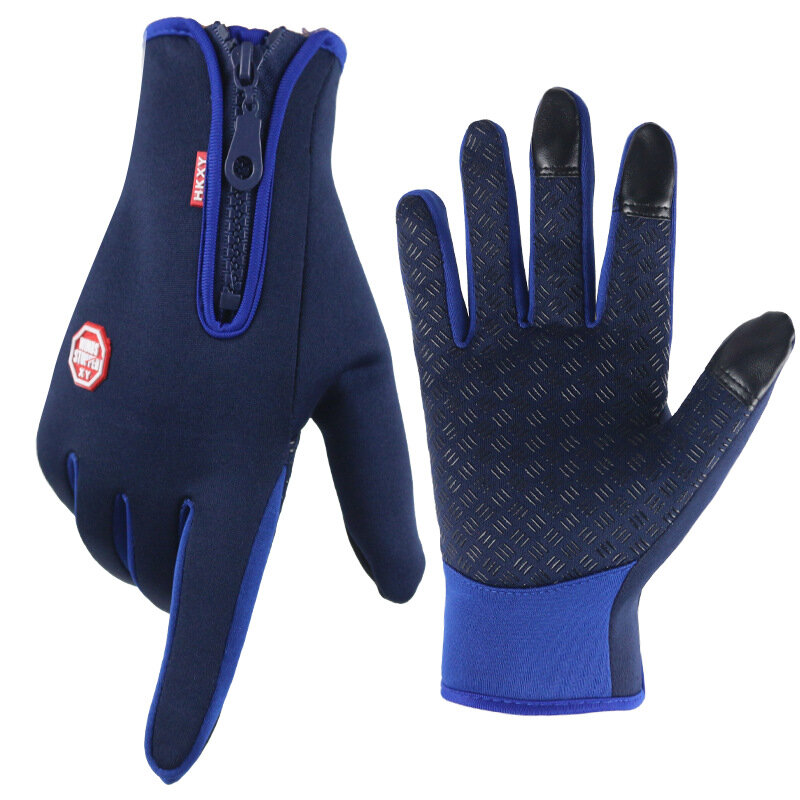 Motorcycle Gloves Touch Screen Gloves Winter Warm Velvet Gloves Men and Women Riding Outdoor Sports Ski Climbing Zipper Gloves