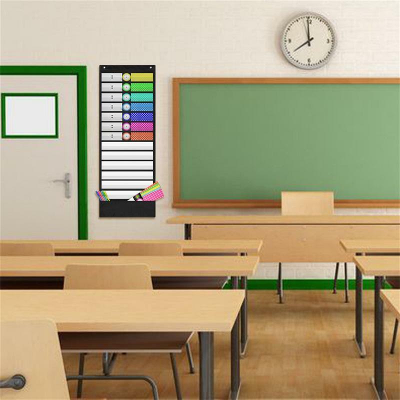 교실 교육용품 포켓 차트 게시판 및 벽 장식 시계, 시간 과목 일정 플래너