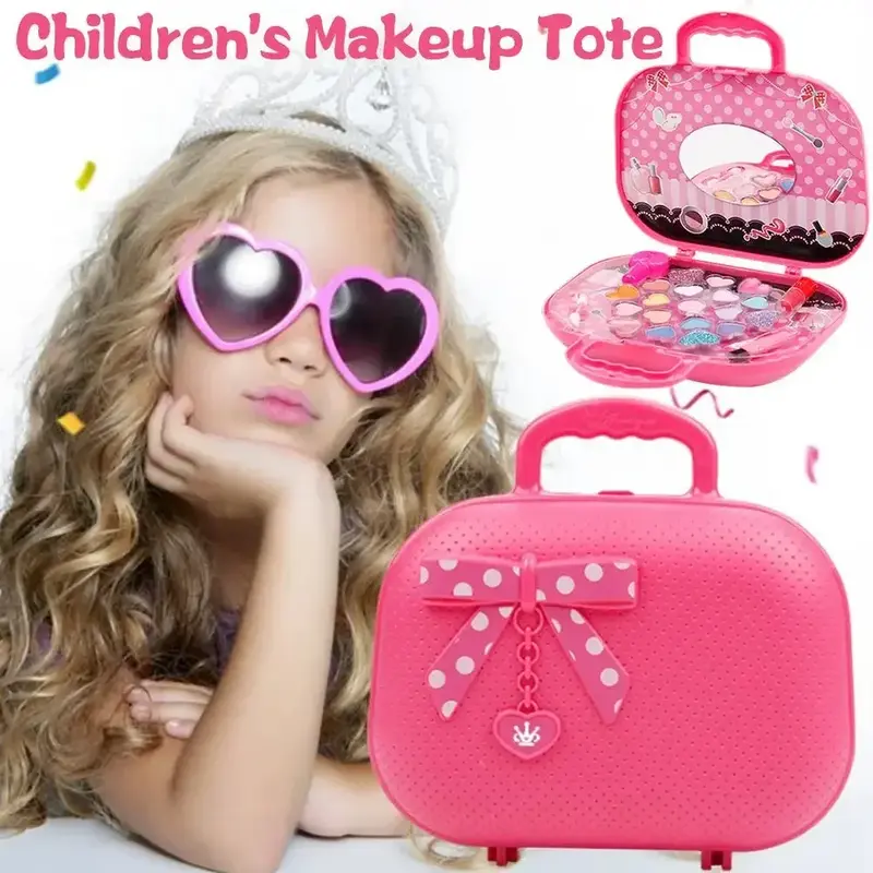 Pudełko do makijażu dla dzieci kosmetyki zestaw księżniczki bezpieczne nietoksyczne szminki lakier do paznokci domek do zabawy dla dziewczynki zabawki prezenty na urodziny, boże narodzenie