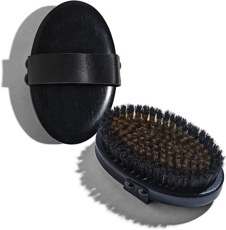 New Arrival Black Copper Bristle Dry Brush Exfoliate Reduce Stress Private Label Brush for Female and Man Body Bathing Cleaning