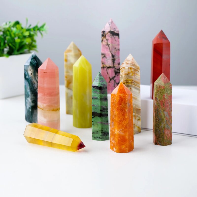 Natural Crystal Point Towers Healing Amethyst Rose Quartz Energy Ore Mineral Hexagonal Prisms Obelisk Wand Craft Home Decoration