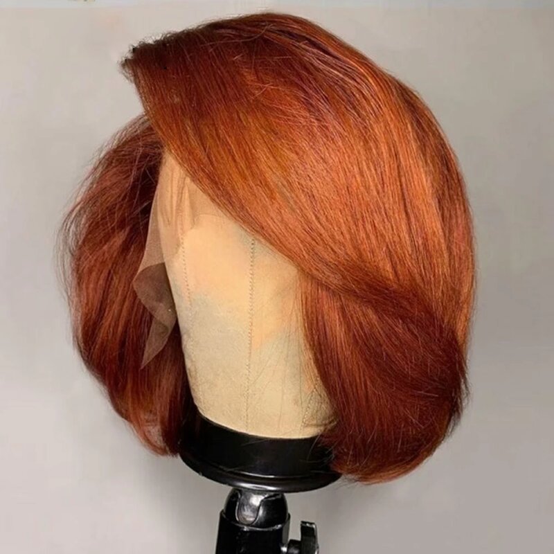 QW Ginger Orange Color Soft Straight  Synthetic Lace Front Wig For African Women Babyhair Heat Resistant Fiber  Preplucked Daily