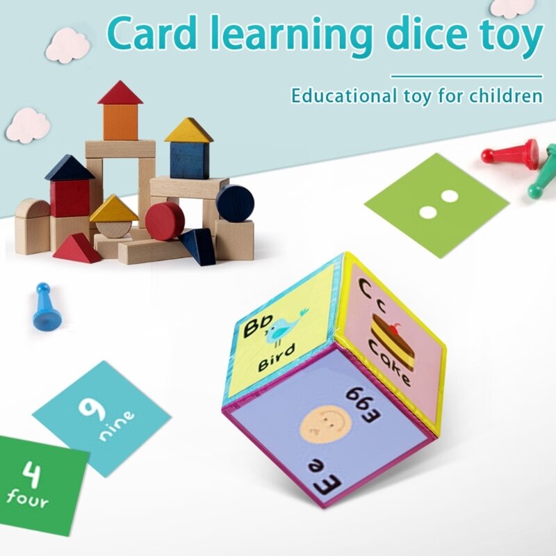 Learning Cubes Pocket Classroom Dices DIY Education Playing Game Dices Teaching Stacking Blocks with 6Pcs Clear Pocket