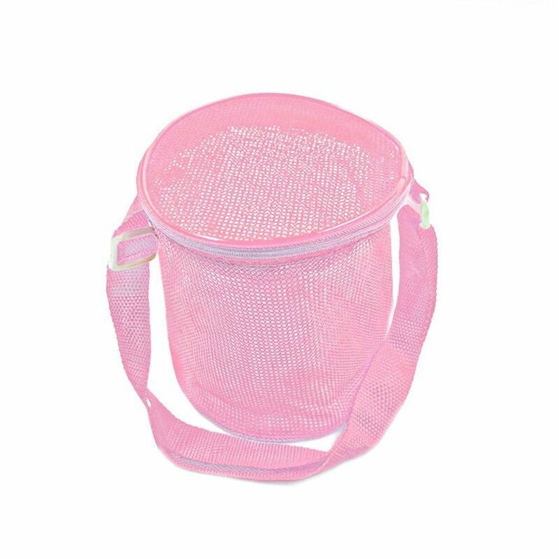 Net Outdoor Beach Mesh Bag Mesh Pool Bag tracolla regolabile Zipper Round Bucket Mesh Beach Bag Swim Sand Toys