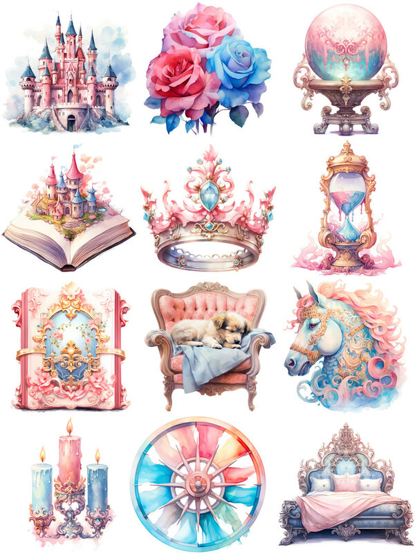 12 buah/pak stiker putri cantik DIY kerajinan buku tempel Album sampah jurnal stiker dekorasi