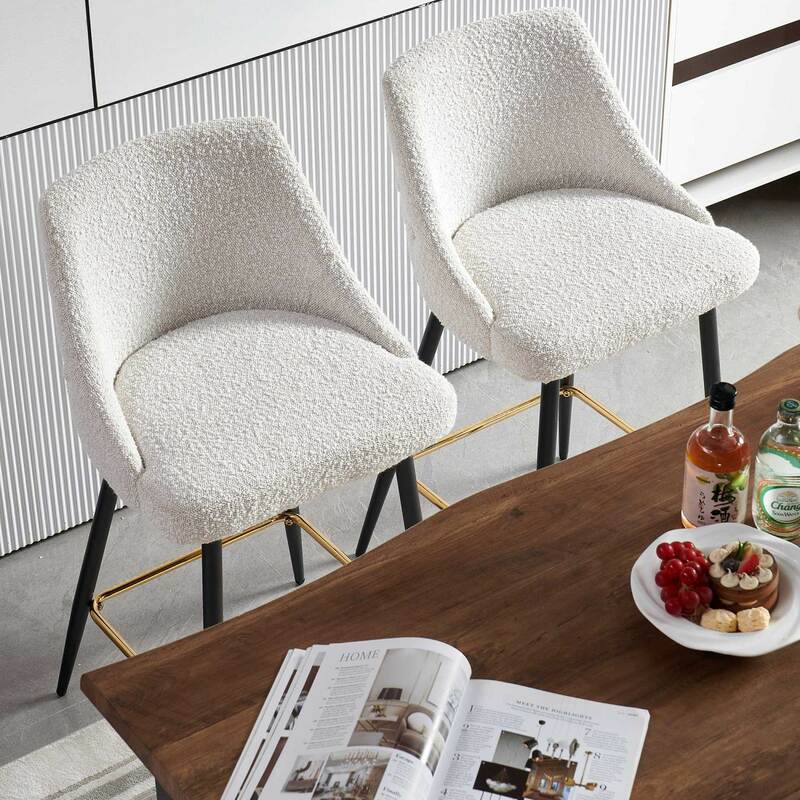 Modern Beige High Swivel Bar Chair and Bar Stool Set of 2, Sleek Metal Bar Furniture