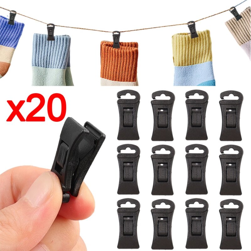 1/20PCS Plastic Sock Clips Portable Strong Clothes Pins Multifunctional Clips Traceless Washing Socks Hanger Drying Rack Hooks