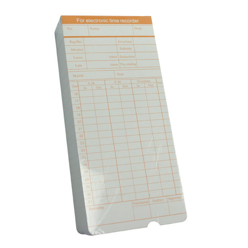 Tarjeta de reloj con registro de tiempo para empleado, tarjetas de empleado, grabación de papel, relojes mensuales