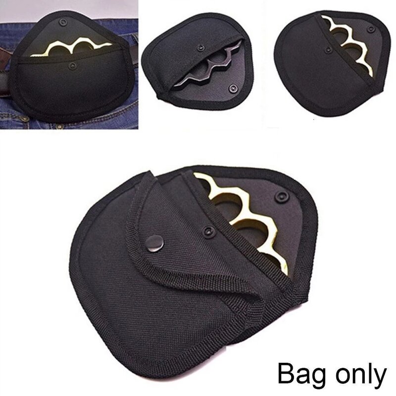 1pcs Finger Tiger Bag Iron Four-finger Cloth Cover Shockproof Soft Lining Fist Ring Hanging Buckle Bag Protection Bag Unisex