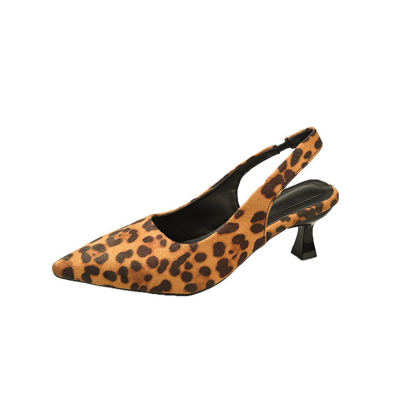 Designer Summer Woman Sandals Fashion Shallow Pointed Toe High Heel Shoes Ladies Outdoor Dress Leopard Sandalias