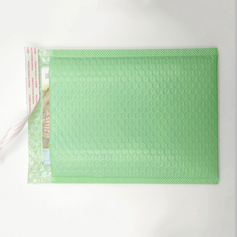 Bolsa de burbujas de plástico verde claro, sobre acolchado a prueba de golpes, embalaje exprés, bolsas de mensajería, bolsas de regalo, 50 piezas