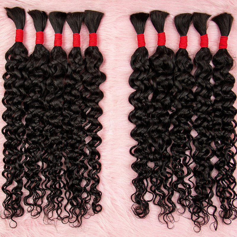 NABI-extensiones de cabello humano ondulado para mujeres negras, mechones trenzados de cabello humano virgen birmano, sin trama, a granel