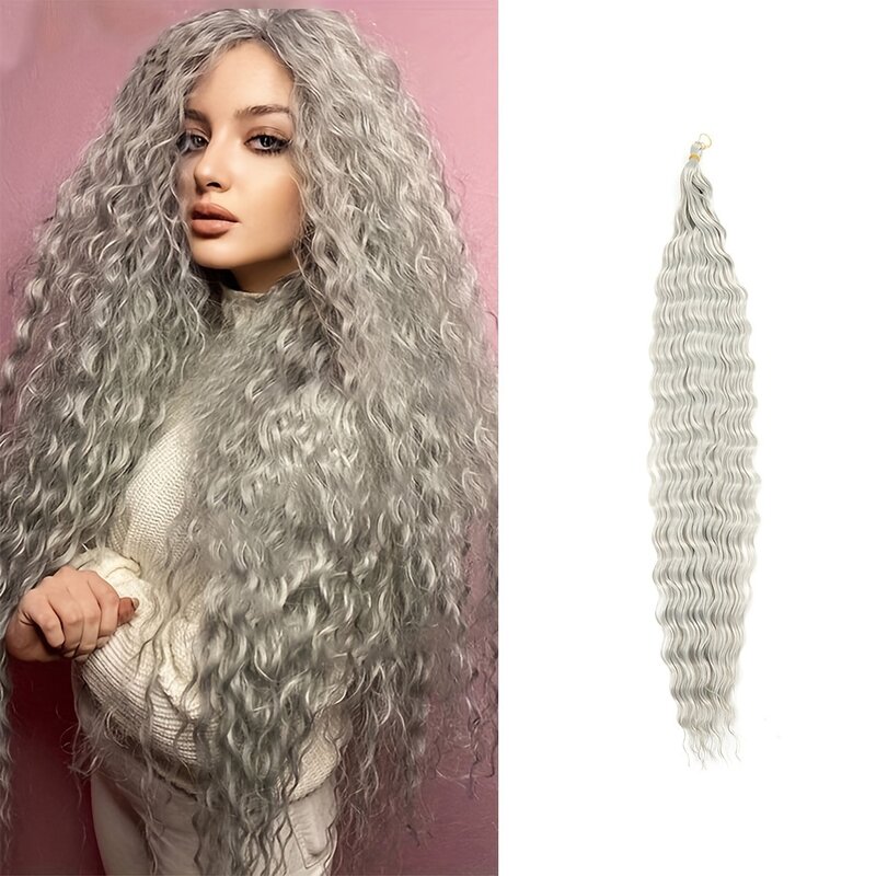Onda oceânica sintética crochê extensões de cabelo para mulheres, trança longa onda profunda, cosplay e uso diário, 30 ", 120g