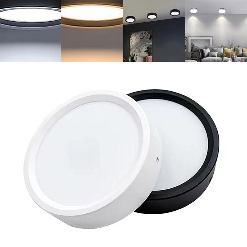 Spot lumineux LED circulaire encastrable pour le plafond, montage en surface, lumière blanche chaude/froide, idéal pour la maison, 9/12/15/18W, 110/220V