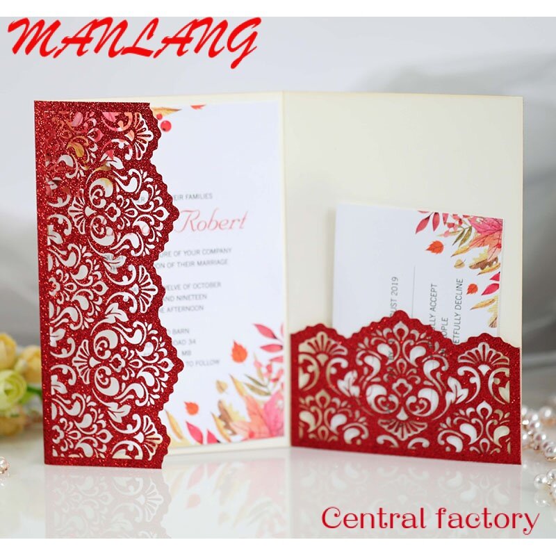 カスタムの結婚式の招待状カード,スタイリッシュなヨーロッパスタイル,光沢のあるレーザーカット